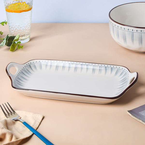 Dainty Patterned Baking Dish 11.5 Inch 250 ml - Ceramic platter, serving platter, fruit platter | Plates for dining table & home decor