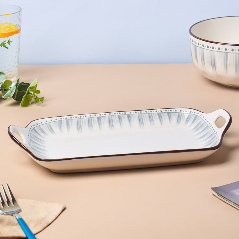 Dainty Patterned Baking Dish 11.5 Inch 250 ml - Ceramic platter, serving platter, fruit platter | Plates for dining table & home decor