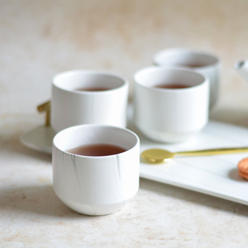 White Tea Set - Tea cup set, tea set, teapot set | Tea set for Dining Table & Home Decor