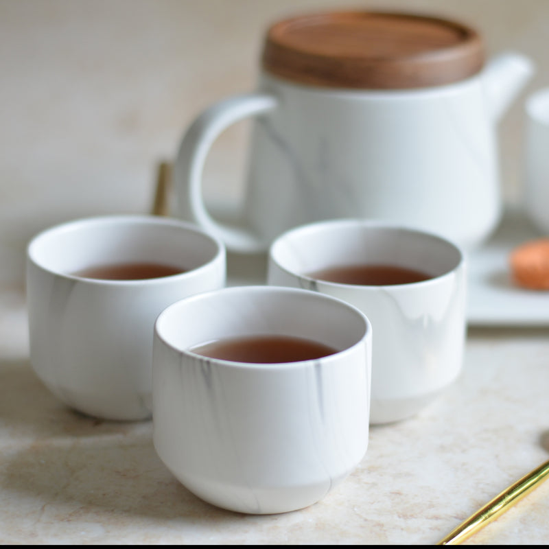 White Tea Set - Tea cup set, tea set, teapot set | Tea set for Dining Table & Home Decor