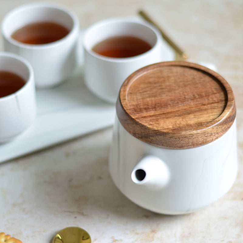 White Tea Set - Tea cup set, tea set, teapot set | Tea set for Dining Table & Home Decor
