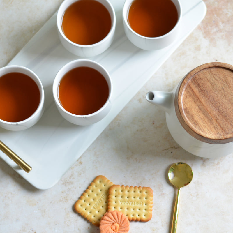 White Tea Set - Tea cup set, tea set, teapot set | Tea set for Dining Table & Home Decor