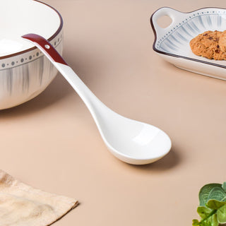 Ceramic Serving Spoon White And Brown