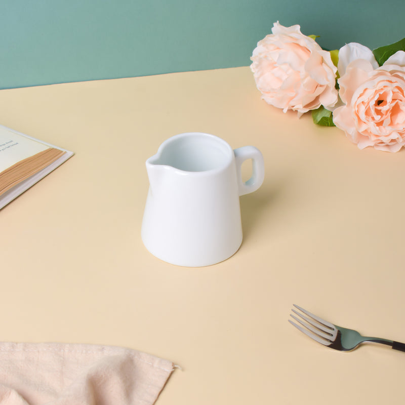 Riona Ceramic Mini Milk Pot White - Coffee creamer, milk pot | Milk pot for Dining table & Home decor