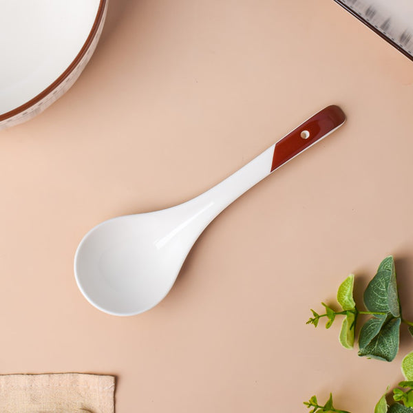 Ceramic Serving Spoon White And Brown