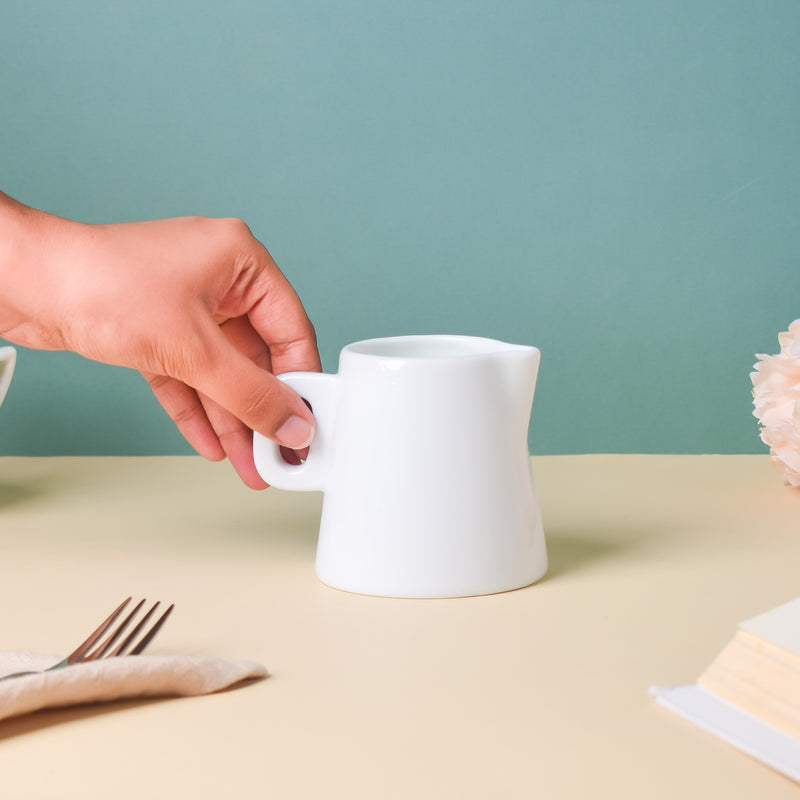 Riona Ceramic Mini Milk Pot White - Coffee creamer, milk pot | Milk pot for Dining table & Home decor
