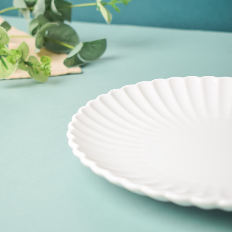 Riona Ribbed Ceramic Snack Plate White 7 Inch - Serving plate, snack plate, dessert plate | Plates for dining & home decor
