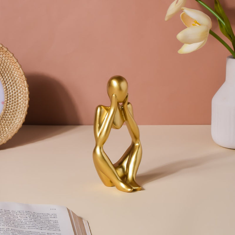 Gold Sitting Showpiece In Thought - Showpiece | Home decor item | Room decoration item