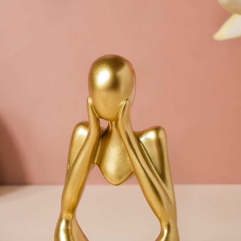 Gold Sitting Showpiece In Thought - Showpiece | Home decor item | Room decoration item