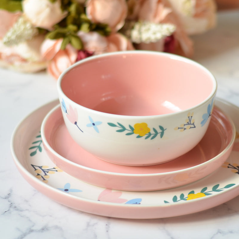 Pink Floral Plates - Serving plate, snack plate, ceramic dinner plates| Plates for dining table & home decor