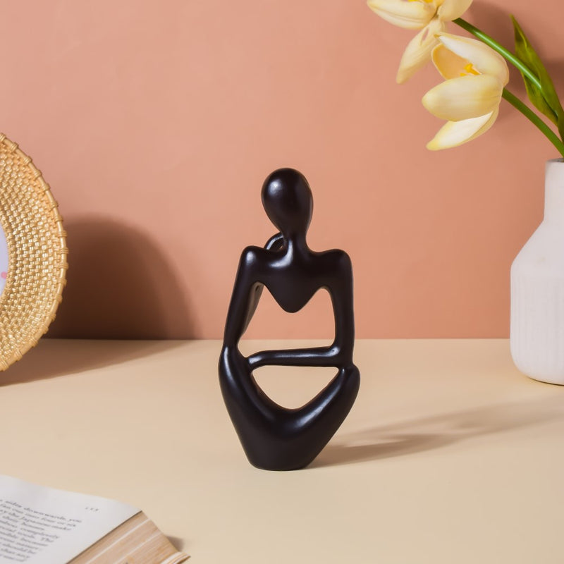 Black Sitting Showpiece Thinking - Showpiece | Home decor item | Room decoration item