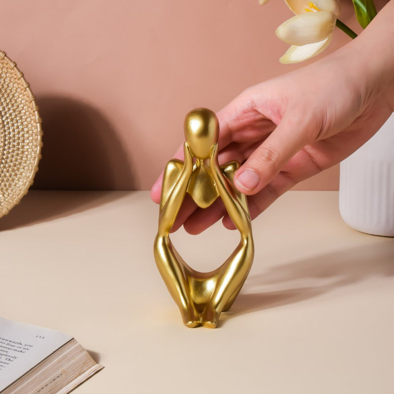 Gold Sitting Showpiece In Thought - Showpiece | Home decor item | Room decoration item