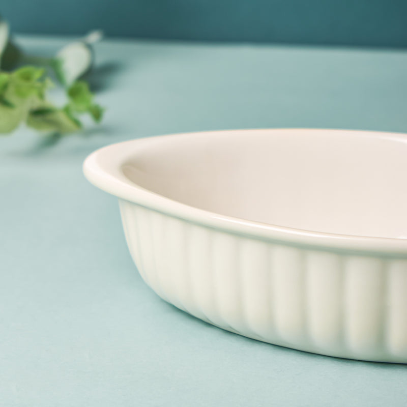 Riona Ribbed Ceramic Baking Dish White 7 Inch - Baking Dish