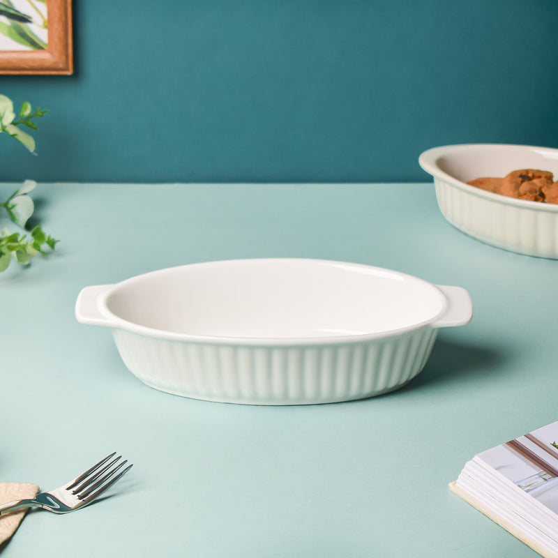 Riona Ribbed Baking Dish White 8 Inch - Baking Dish