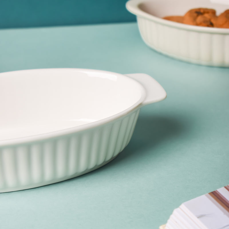 Riona Ribbed Baking Dish White 8 Inch - Baking Dish