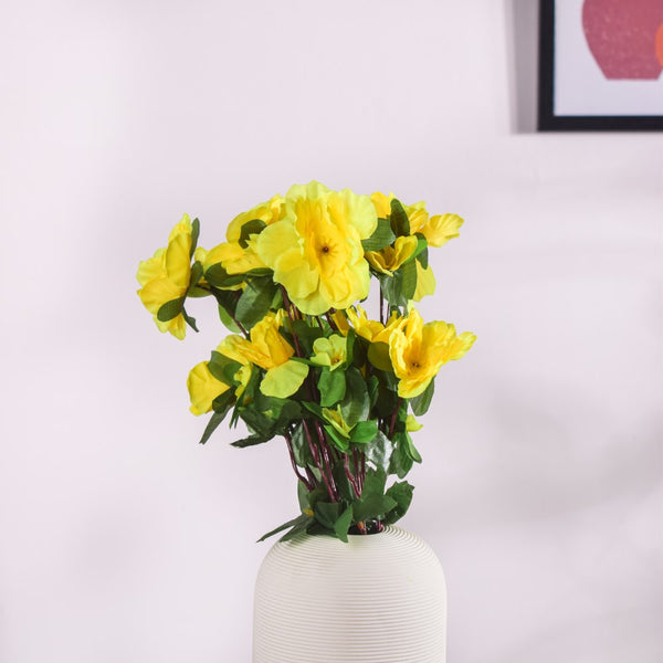 Camellia Flower Bouquet Yellow Set Of 2 - Artificial flower | Home decor item | Room decoration item