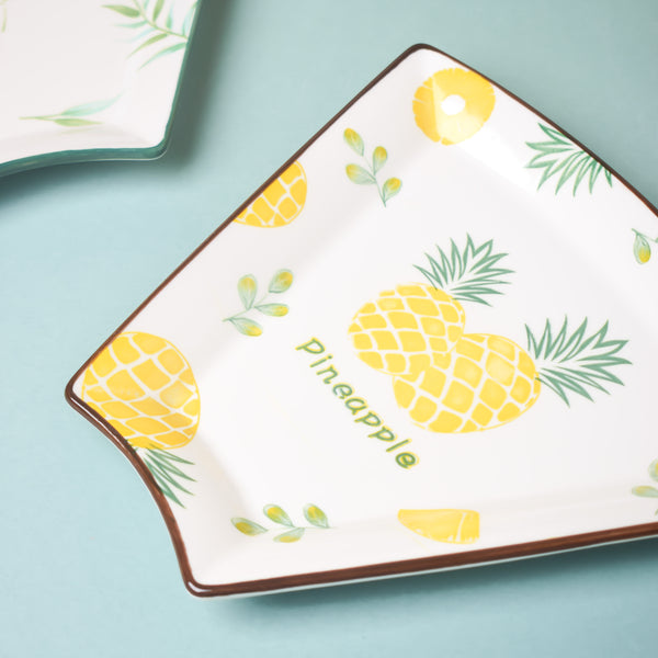 Pineapple Ceramic Snack Plate 8 Inch - Serving plate, snack plate, dessert plate | Plates for dining & home decor