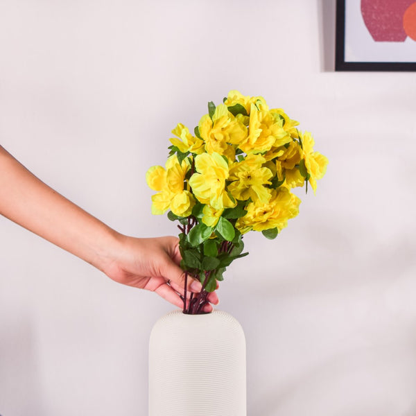 Camellia Flower Bouquet Yellow Set Of 2 - Artificial flower | Home decor item | Room decoration item