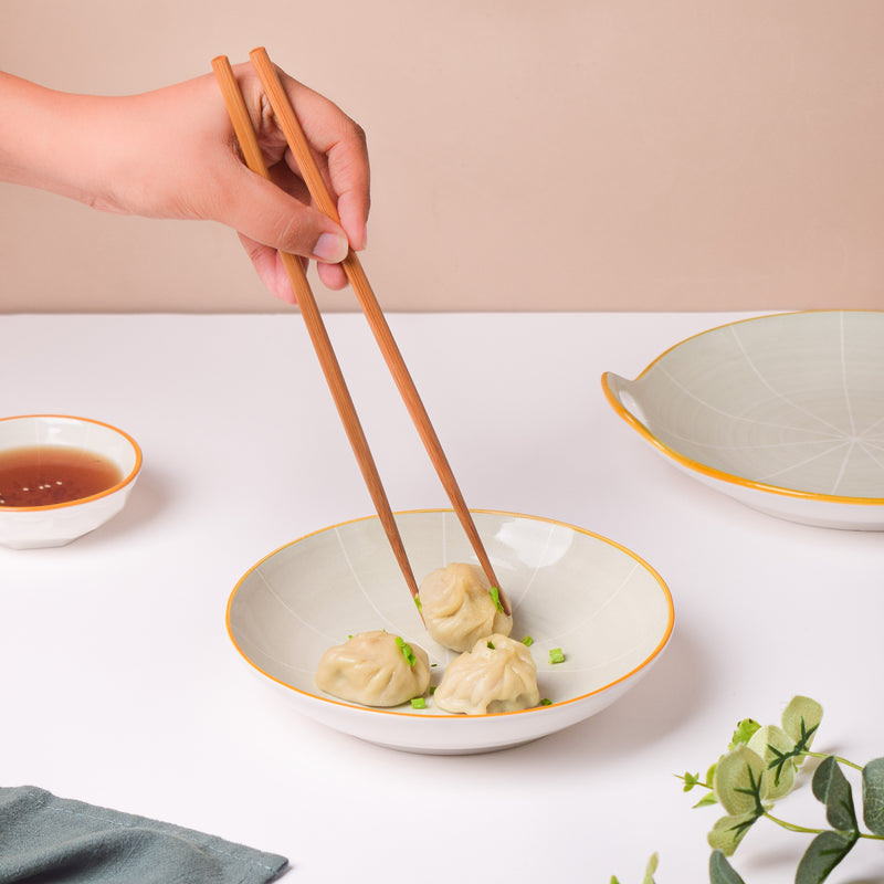 Willow Light Grey Ceramic Snack Plate 7 inch - Serving plate, pasta plate, lunch plate, deep plate | Plates for dining table & home decor