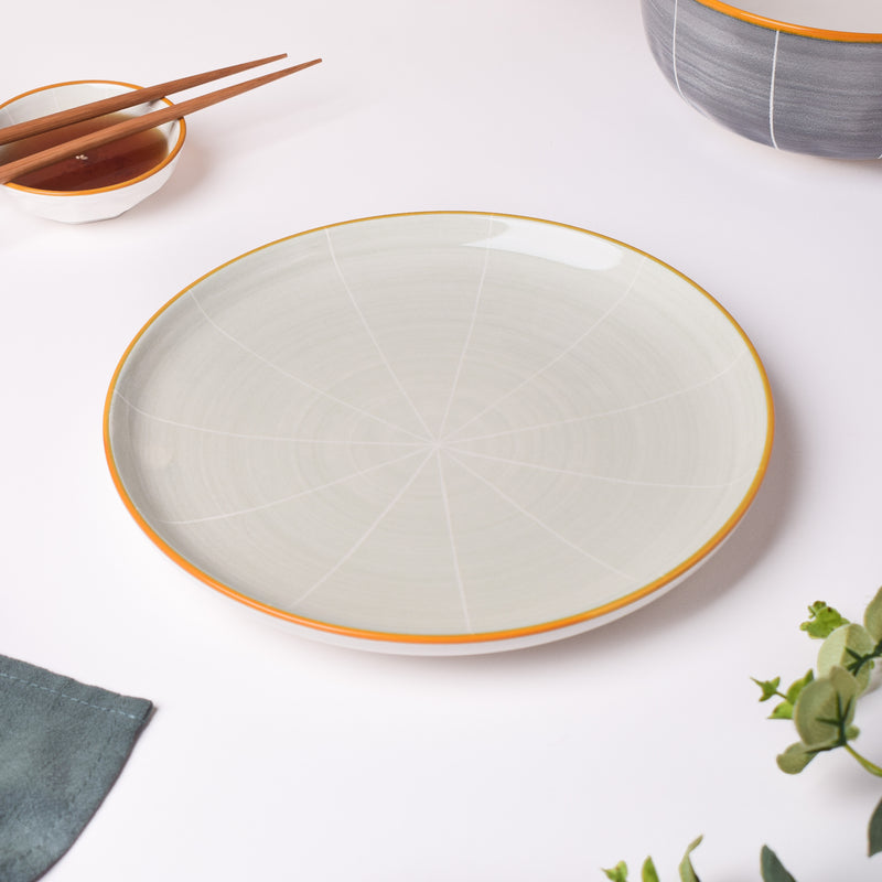 Willow Light Grey Ceramic Dinner Plate 10 inch - Serving plate, rice plate, ceramic dinner plates| Plates for dining table & home decor