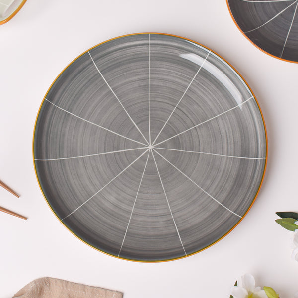 Willow Dark Grey Dinner Plate 10 inch - Serving plate, rice plate, ceramic dinner plates| Plates for dining table & home decor