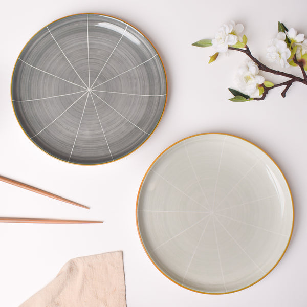 Willow Light Grey Ceramic Dinner Plate 10 inch - Serving plate, rice plate, ceramic dinner plates| Plates for dining table & home decor