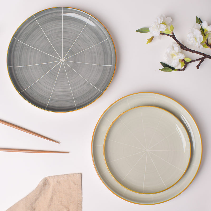 Willow Dark Grey Dinner Plate 10 inch - Serving plate, rice plate, ceramic dinner plates| Plates for dining table & home decor