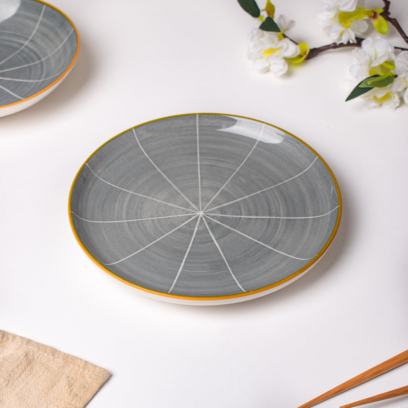 Willow Dark Grey Ceramic Snack Plate 8 inch - Serving plate, snack plate, dessert plate | Plates for dining & home decor