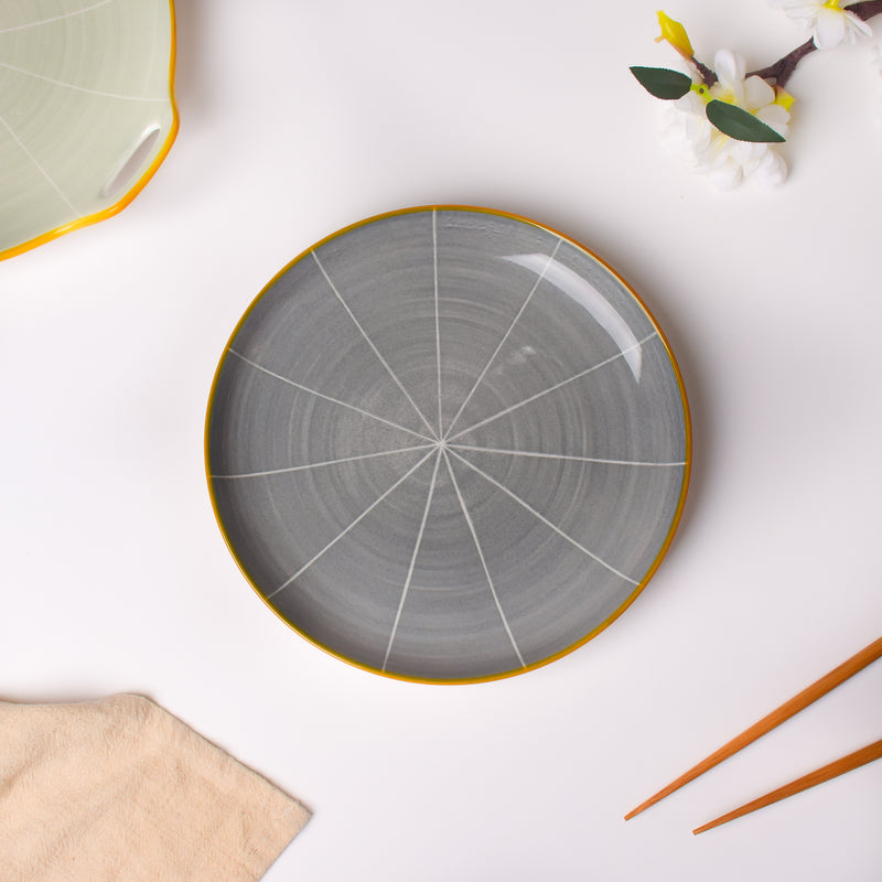 Willow Dark Grey Ceramic Snack Plate 8 inch - Serving plate, snack plate, dessert plate | Plates for dining & home decor