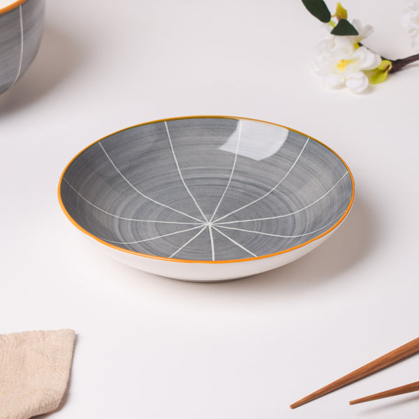 Willow Dark Grey Ceramic Pasta Plate - Serving plate, pasta plate, lunch plate, deep plate | Plates for dining table & home decor