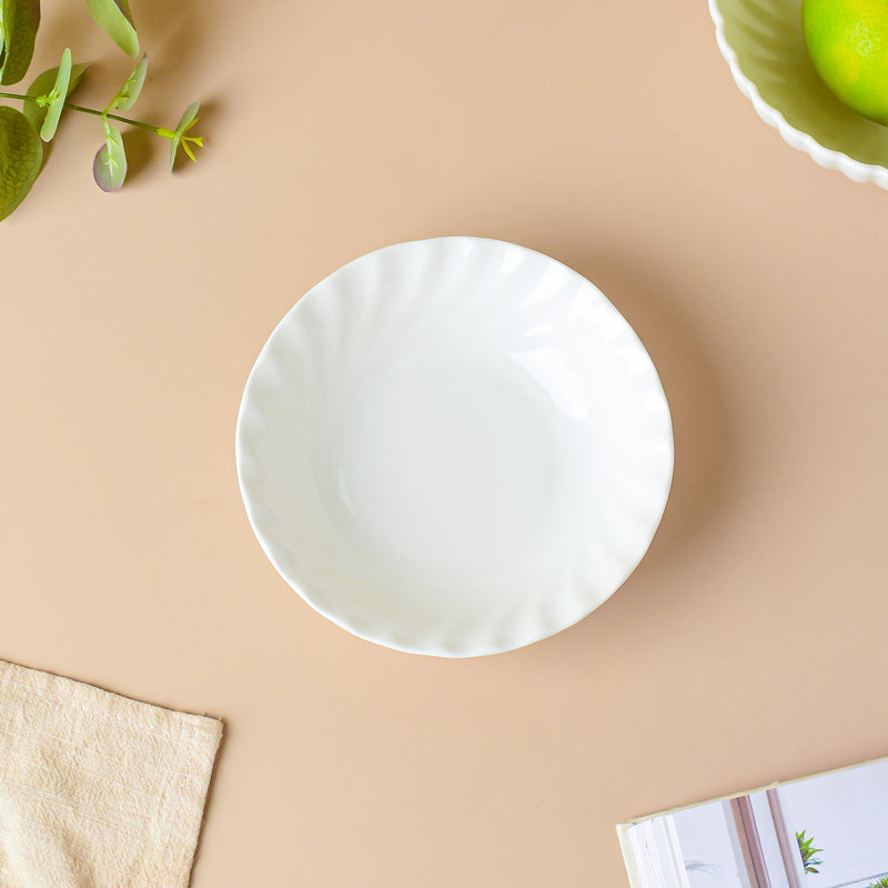 Riona Textured Ceramic Snack Bowl White 250 ml - Bowl,ceramic bowl, snack bowls, curry bowl, popcorn bowls | Bowls for dining table & home decor