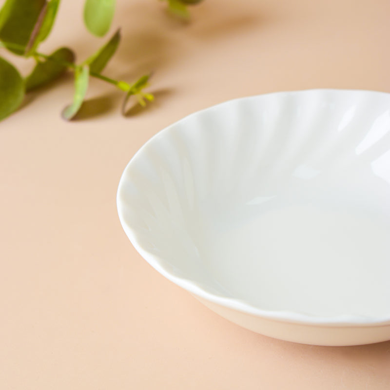 Riona Textured Ceramic Snack Bowl White 250 ml - Bowl,ceramic bowl, snack bowls, curry bowl, popcorn bowls | Bowls for dining table & home decor