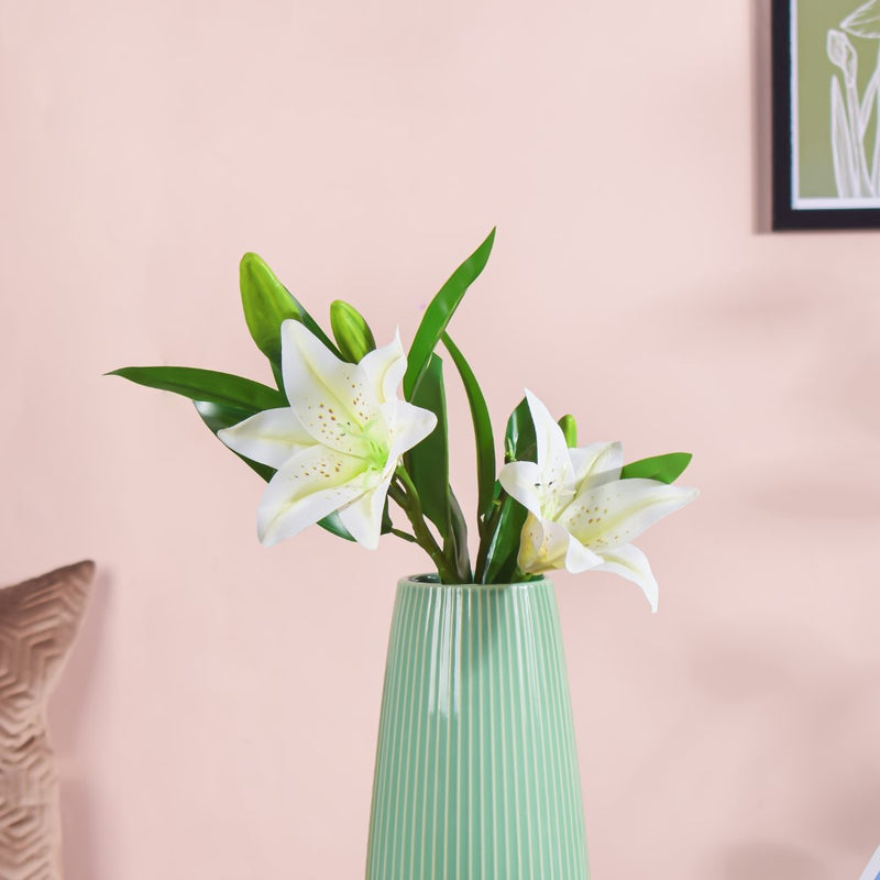 Artificial Lily Stem White Set Of 2 - Artificial flower | Home decor item | Room decoration item
