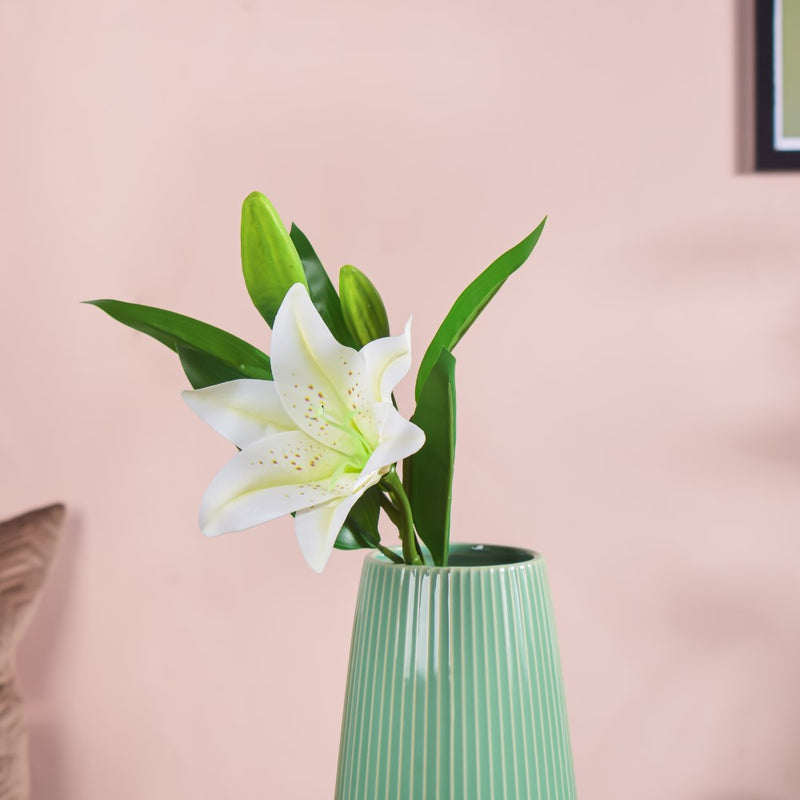 Artificial Lily Stem White Set Of 2 - Artificial flower | Home decor item | Room decoration item