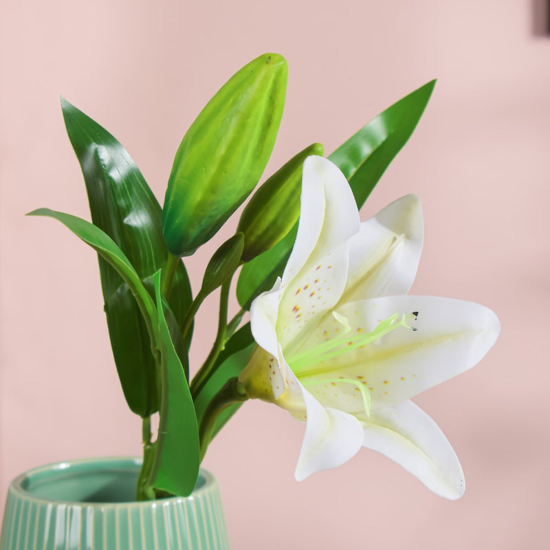 Artificial Lily Stem White Set Of 2 - Artificial flower | Home decor item | Room decoration item
