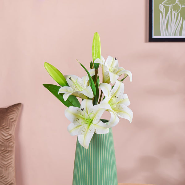 Decorative Lily Branch White Set Of 2 - Artificial flower | Home decor item | Room decoration item