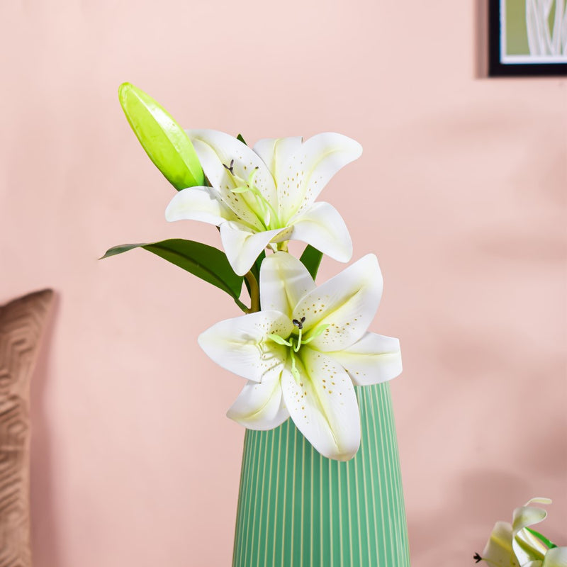 Decorative Lily Branch White Set Of 2 - Artificial flower | Home decor item | Room decoration item