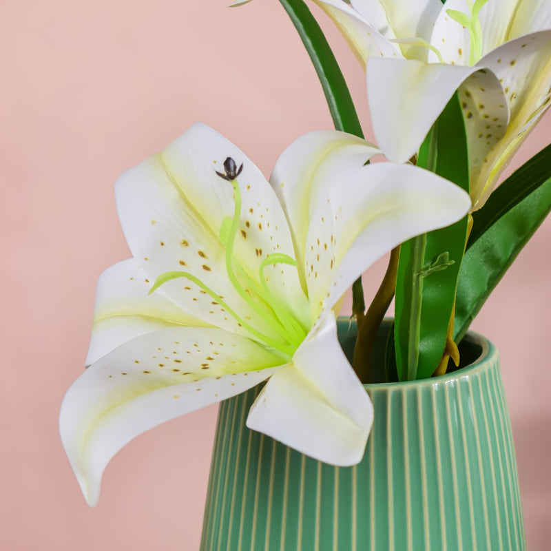 Decorative Lily Branch White Set Of 2 - Artificial flower | Home decor item | Room decoration item