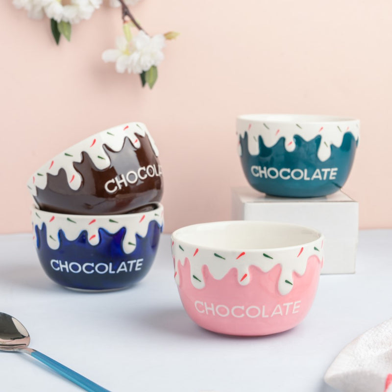 Chocolate Side Bowl Brown 400 ml - Bowl,ceramic bowl, snack bowls, curry bowl, popcorn bowls | Bowls for dining table & home decor