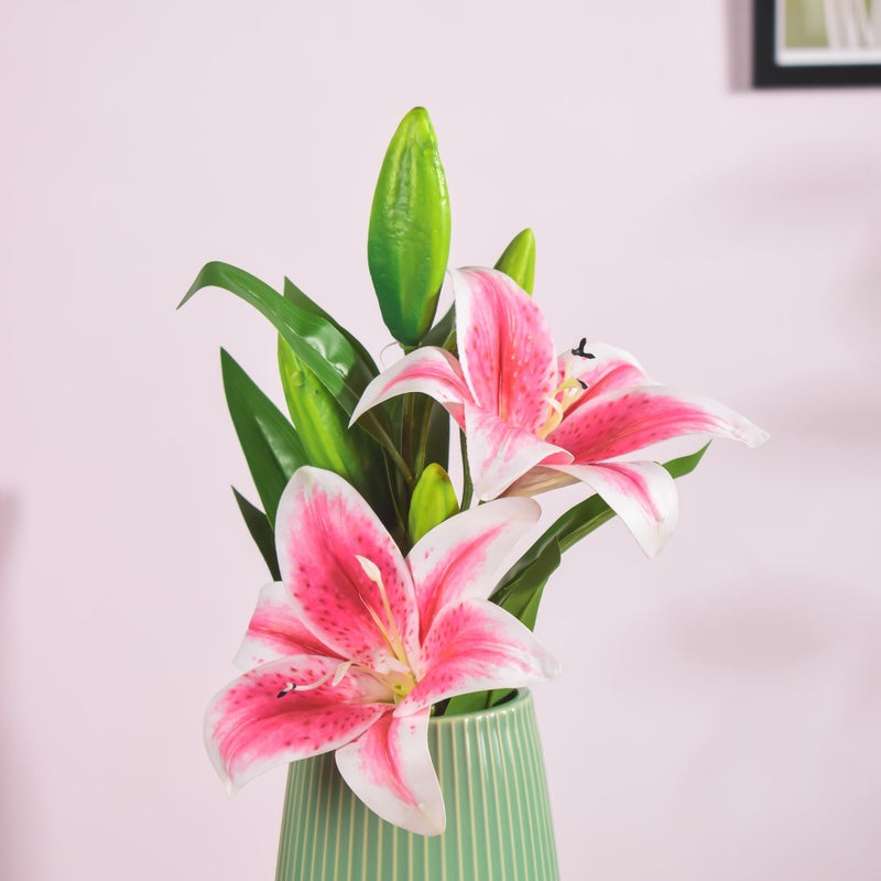Artificial Lily Stem Pink Set Of 2 - Artificial flower | Home decor item | Room decoration item
