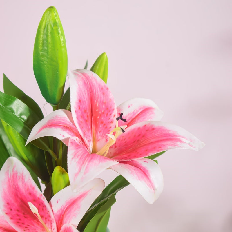 Artificial Lily Stem Pink Set Of 2 - Artificial flower | Home decor item | Room decoration item