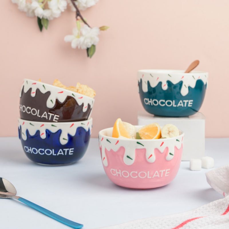 Chocolate Side Bowl Brown 400 ml - Bowl,ceramic bowl, snack bowls, curry bowl, popcorn bowls | Bowls for dining table & home decor