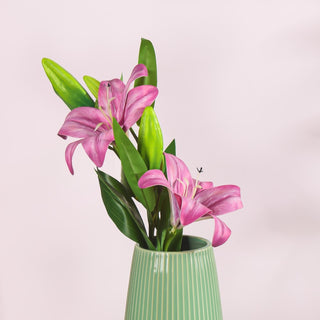 Artificial Single Lily Stem Dark Pink Set Of 2