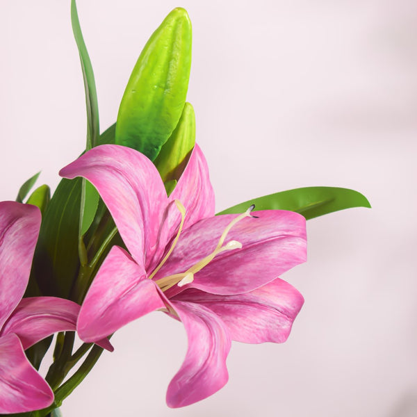 Artificial Single Lily Stem Dark Pink Set Of 2