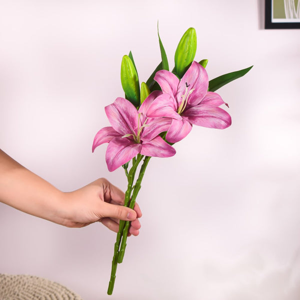 Artificial Single Lily Stem Dark Pink Set Of 2