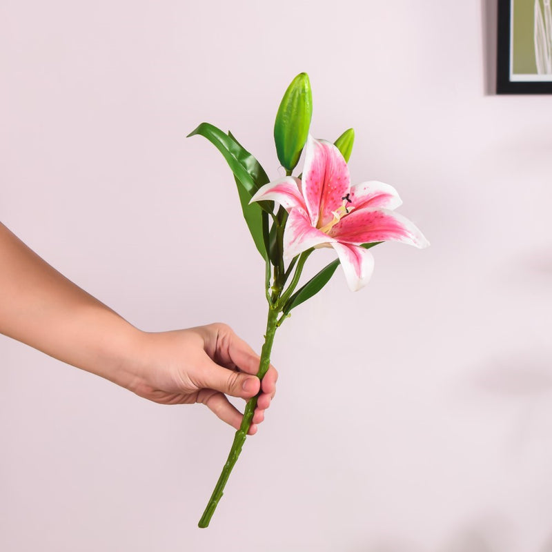 Artificial Lily Stem Pink Set Of 2 - Artificial flower | Home decor item | Room decoration item