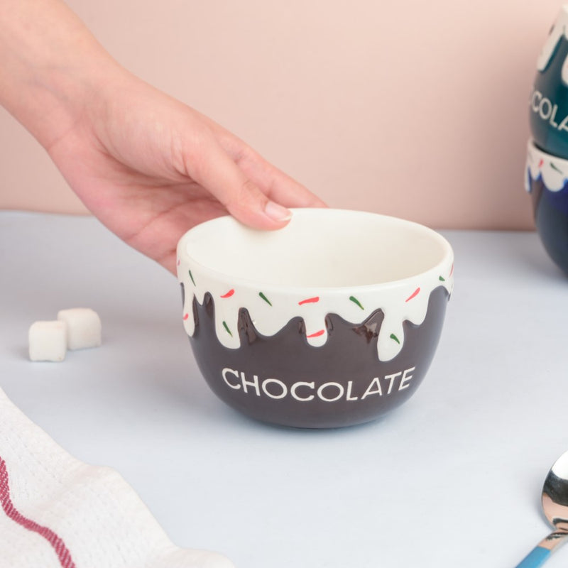 Chocolate Side Bowl Brown 400 ml - Bowl,ceramic bowl, snack bowls, curry bowl, popcorn bowls | Bowls for dining table & home decor