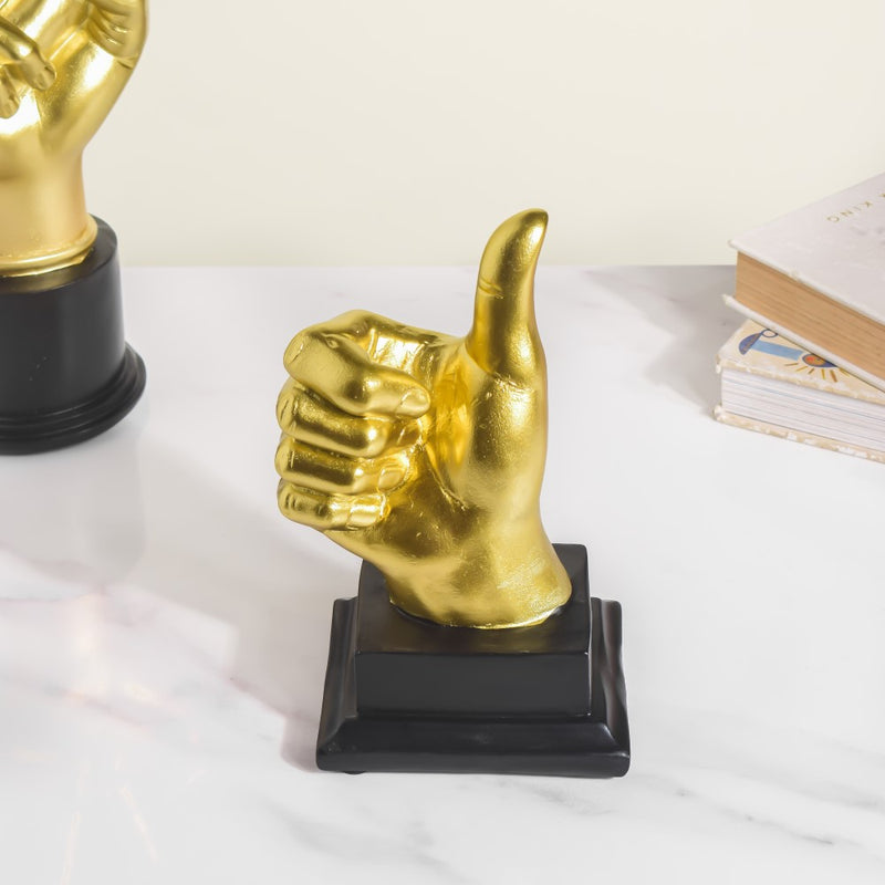 Thumbs Up Decor Showpiece Gold 7 Inch - Showpiece | Home decor item | Room decoration item