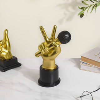 Hand And Mic Decor Showpiece Gold 9 Inch