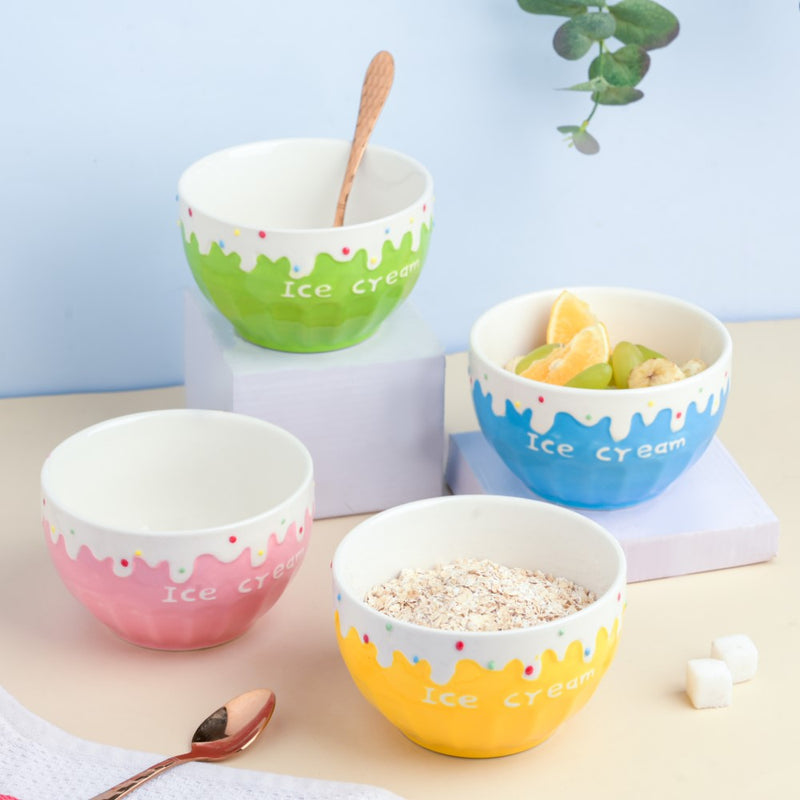 Blue Strawberry Ice Cream Bowl 400 ml - Bowl, soup bowl, ceramic bowl, snack bowls, curry bowl, popcorn bowls | Bowls for dining table & home decor